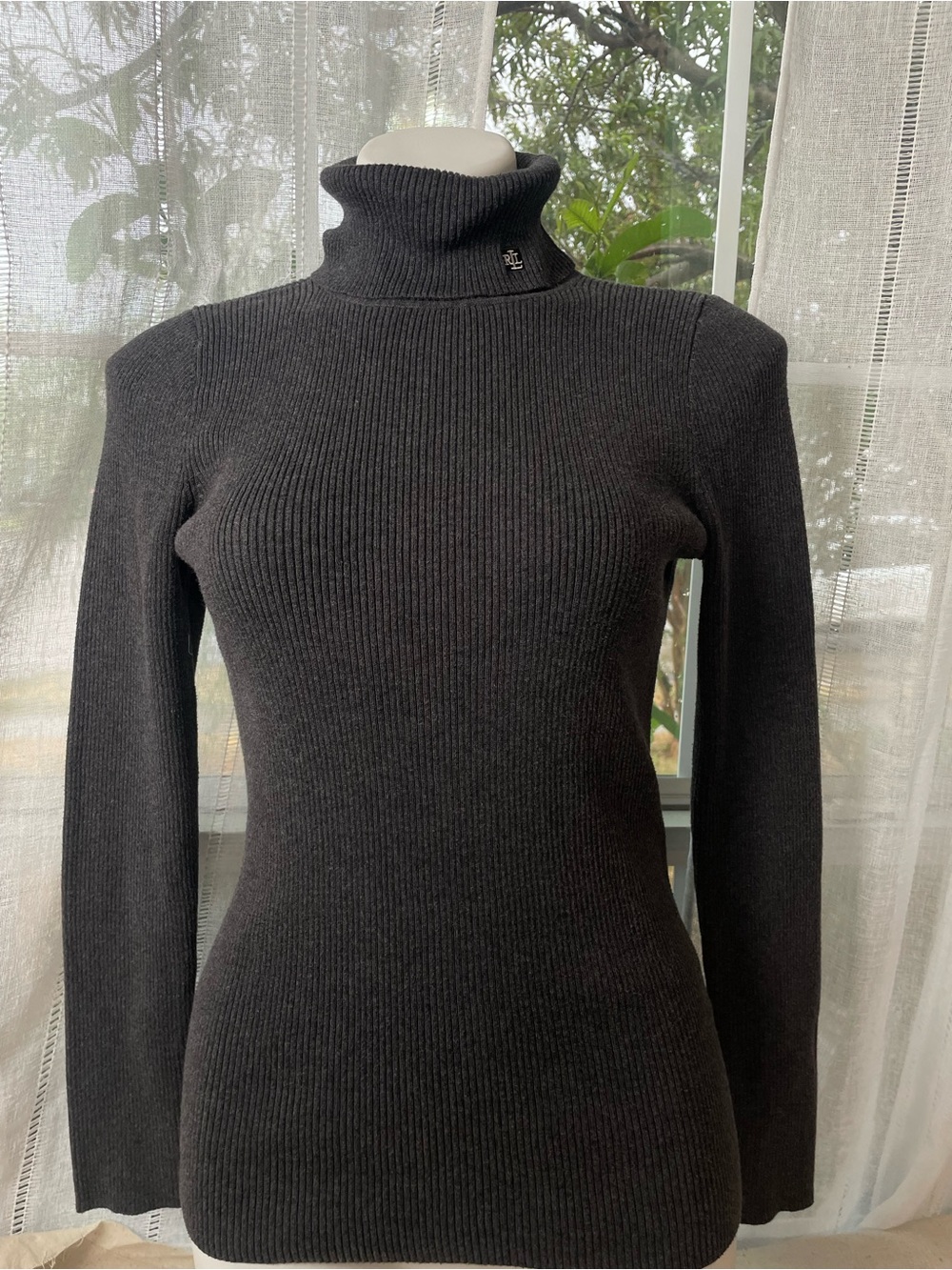 Ralph Lauren Gray Ribbed Turtleneck Sweater